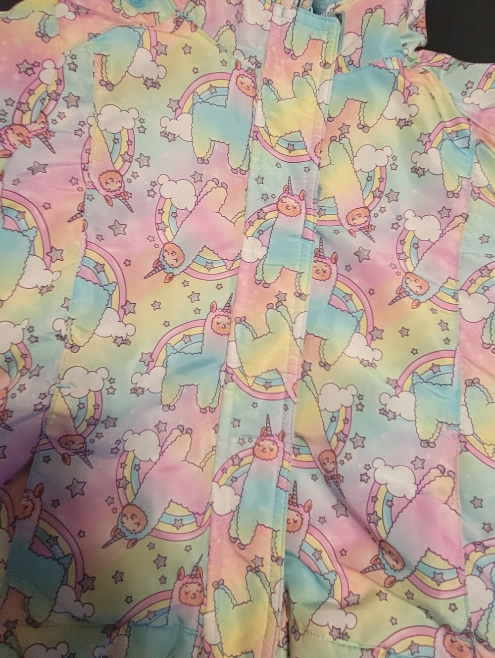 The Children's Place Pastel Multi Unicorn Llama Puffer Jacket & Bib Snow Pants - Picture 3 of 5